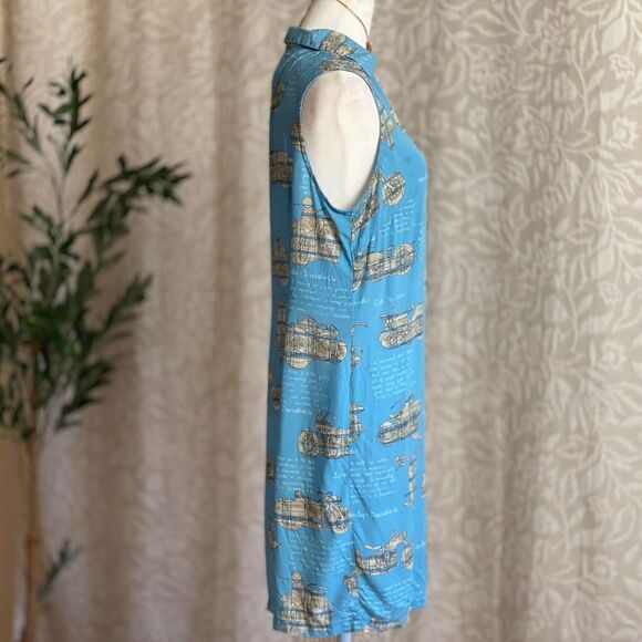 Herley Davidson Blue Motorcycle Print Oversized Shirt Dress Size Biker Boho S - Picture 4 of 8